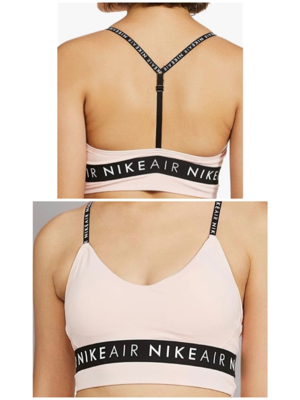 Nike Air Indy GRX Echo Light Pink Black Sports Bra XL XLarge Light Support